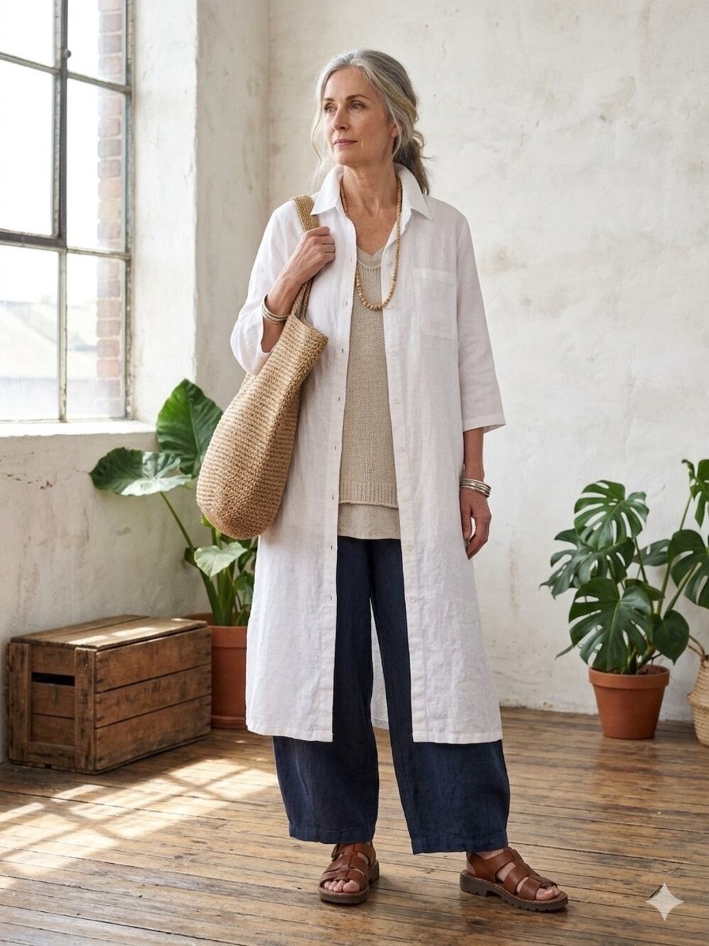 Oversize Dress 100% Linen White Maxi Shirt Dress Lagenlook Custom OS